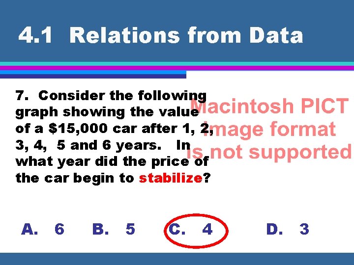 4. 1 Relations from Data 7. Consider the following graph showing the value of