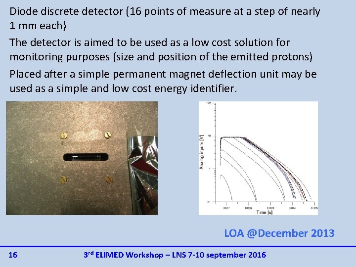 Diode discrete detector (16 points of measure at a step of nearly 1 mm