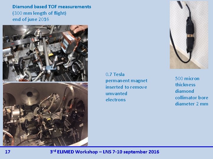 Diamond based TOF measurements (300 mm length of flight) end of june 2016 0.