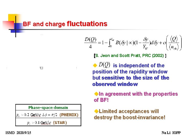 BF and charge fluctuations [S. Jeon and Scott Pratt, PRC (2002) ] u is