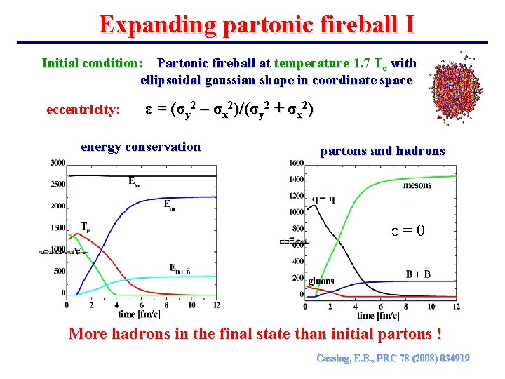 Expanding partonic fireball I Initial condition: Partonic fireball at temperature 1. 7 Tc with
