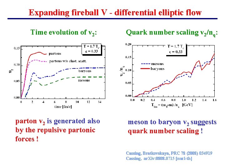 Expanding fireball V - differential elliptic flow Time evolution of v 2: parton v