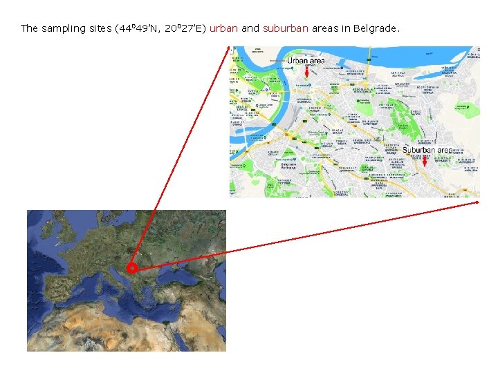 The sampling sites (44049’N, 20027’E) urban and suburban areas in Belgrade. 