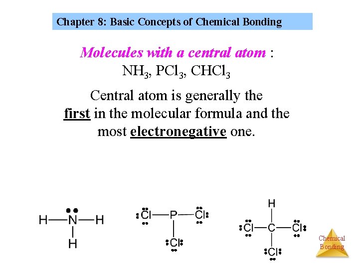 Chapter 8: Basic Concepts of Chemical Bonding Molecules with a central atom : NH