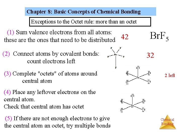Chapter 8: Basic Concepts of Chemical Bonding Exceptions to the Octet rule: more than
