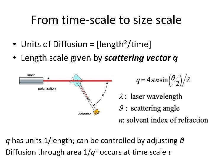 From time-scale to size scale • Units of Diffusion = [length 2/time] • Length