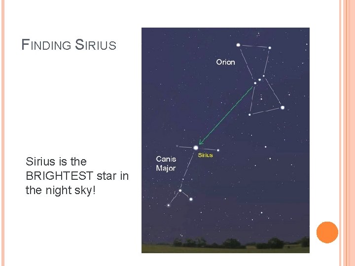 FINDING SIRIUS Sirius is the BRIGHTEST star in the night sky! 