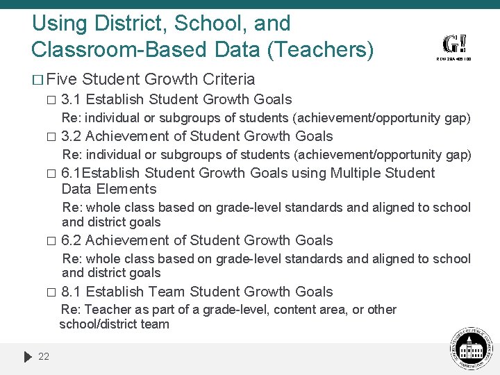 Using District, School, and Classroom-Based Data (Teachers) � Five � G! RCW 28 A.