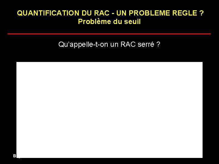 QUANTIFICATION DU RAC - UN PROBLEME REGLE ? Problème du seuil _________________________ Qu’appelle-t-on un