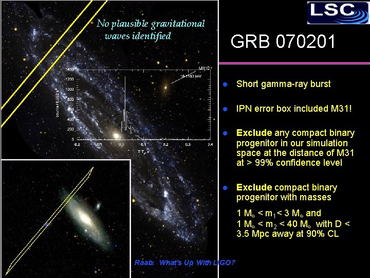 No plausible gravitational waves identified GRB 070201 l Short gamma-ray burst l IPN error