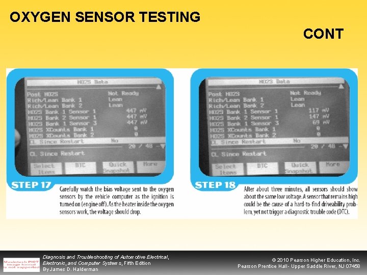 OXYGEN SENSOR TESTING CONT Diagnosis and Troubleshooting of Automotive Electrical, Electronic, and Computer Systems,