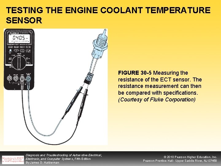 TESTING THE ENGINE COOLANT TEMPERATURE SENSOR FIGURE 30 -5 Measuring the resistance of the