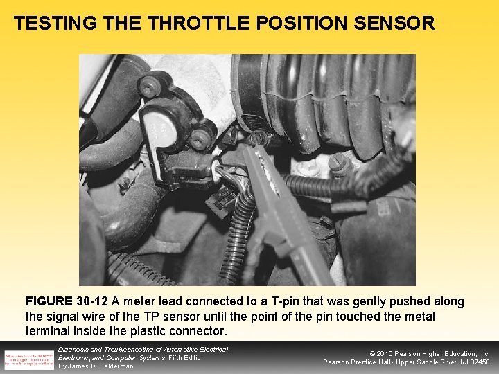 TESTING THE THROTTLE POSITION SENSOR FIGURE 30 -12 A meter lead connected to a