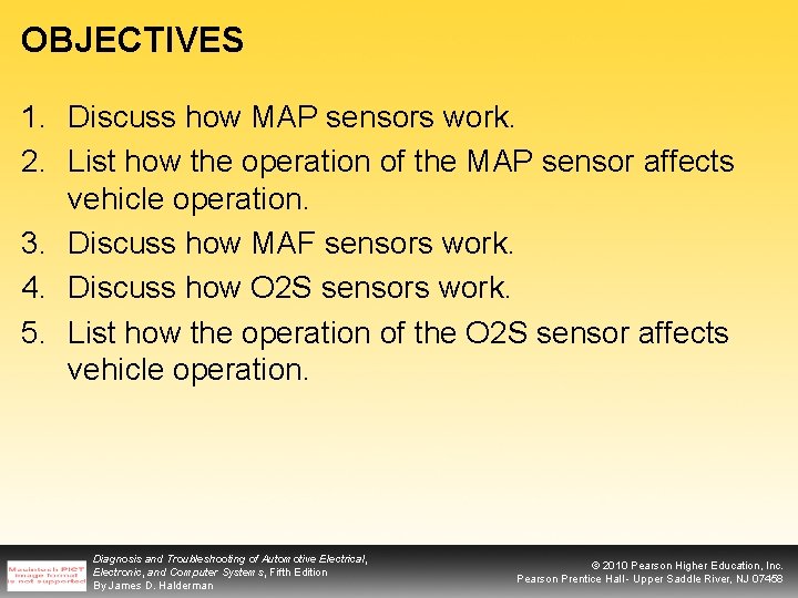 OBJECTIVES 1. Discuss how MAP sensors work. 2. List how the operation of the