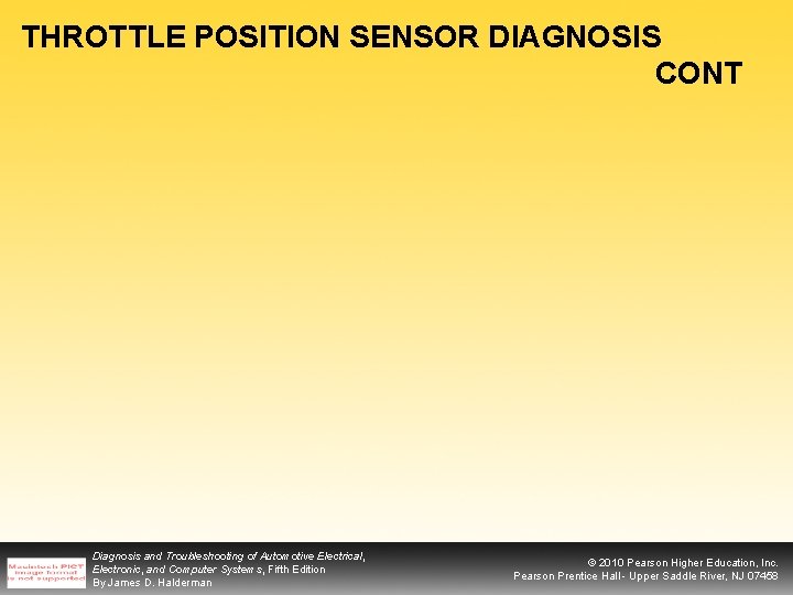 THROTTLE POSITION SENSOR DIAGNOSIS CONT Diagnosis and Troubleshooting of Automotive Electrical, Electronic, and Computer