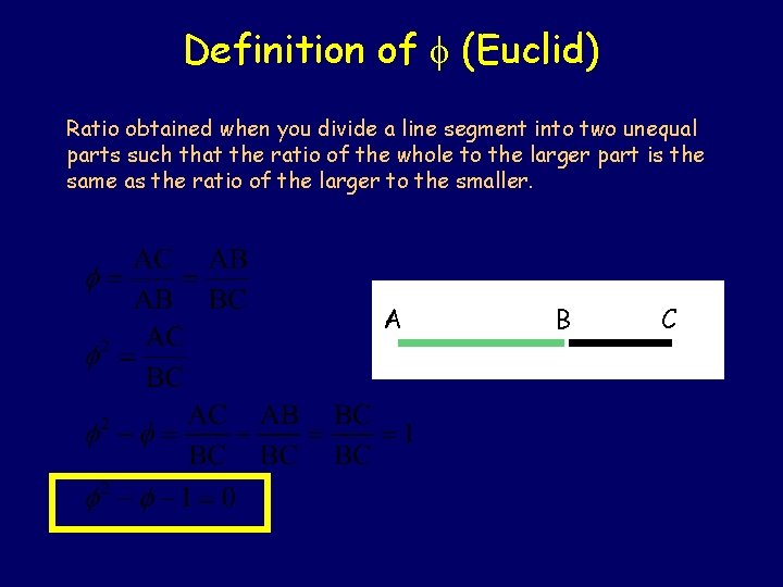 Definition of (Euclid) Ratio obtained when you divide a line segment into two unequal