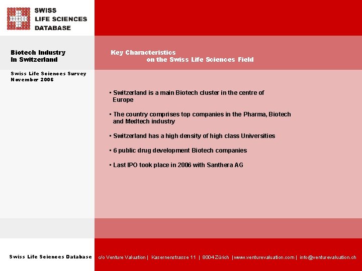 Biotech Industry In Switzerland Key Characteristics on the Swiss Life Sciences Field Swiss Life