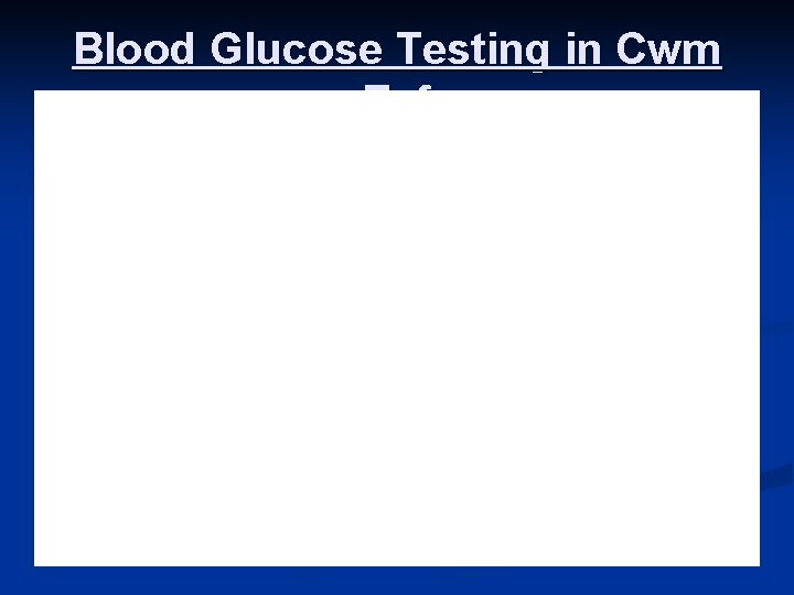 Blood Glucose Testing in Cwm Taf 