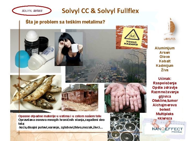 SOLVYL SERIES Solvyl CC & Solvyl Fullflex Šta je problem sa teškim metalima? Opasne