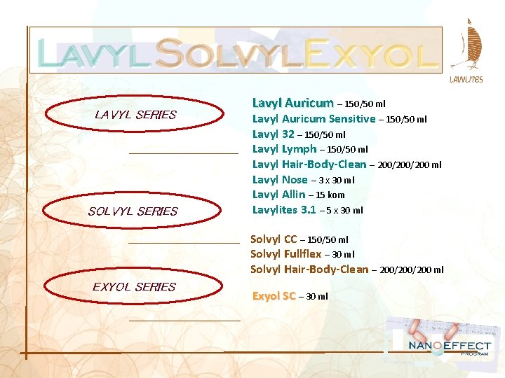 LAVYL SERIES SOLVYL SERIES Lavyl Auricum – 150/50 ml Lavyl Auricum Sensitive – 150/50