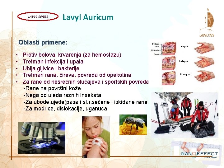 LAVYL SERIES Lavyl Auricum Oblasti primene: • Protiv bolova, krvarenja (za hemostazu) • Tretman