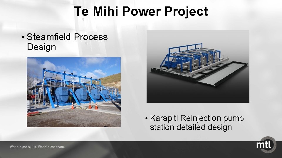 Te Mihi Power Project • Steamfield Process Design • Karapiti Reinjection pump station detailed