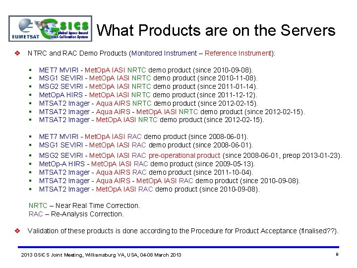 What Products are on the Servers v NTRC and RAC Demo Products (Monitored Instrument