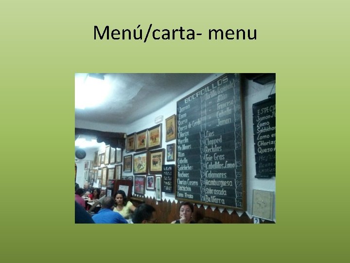 Menú/carta- menu 