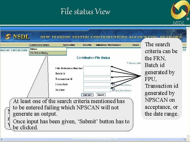 File status View NSDL At least one of the search criteria mentioned has to