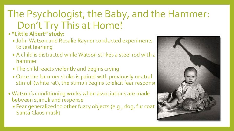 The Psychologist, the Baby, and the Hammer: Don’t Try This at Home! • “Little