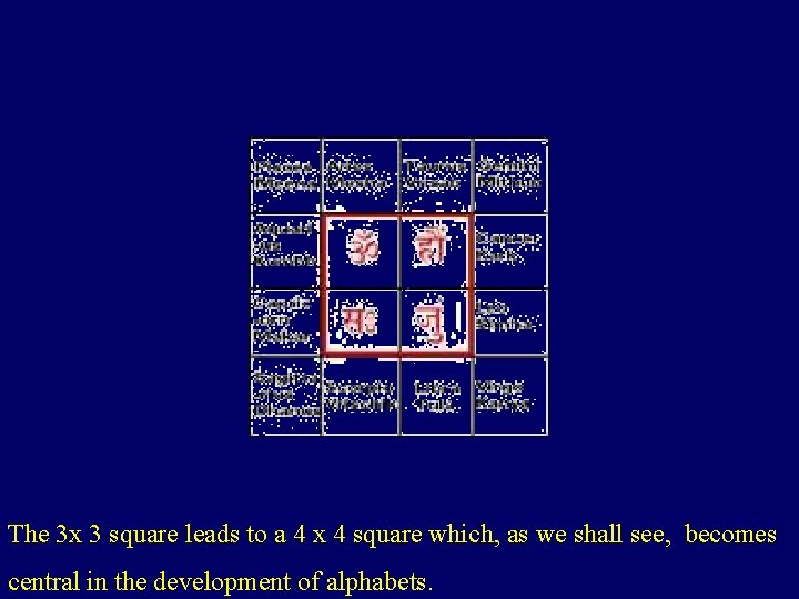 The 3 x 3 square leads to a 4 x 4 square which, as