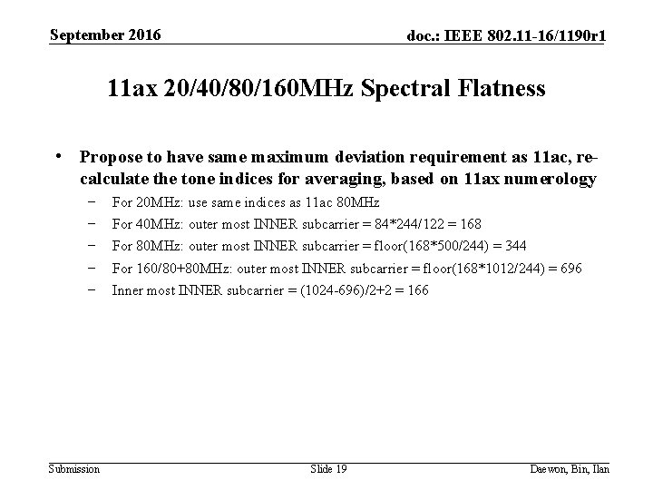 September 2016 doc. : IEEE 802. 11 -16/1190 r 1 11 ax 20/40/80/160 MHz