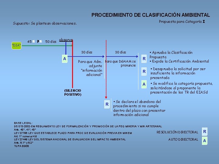 PROCEDIMIENTO DE CLASIFICACIÓN AMBIENTAL Propuesta para Categoría I Supuesto: Se plantean observaciones. “DIA” 45