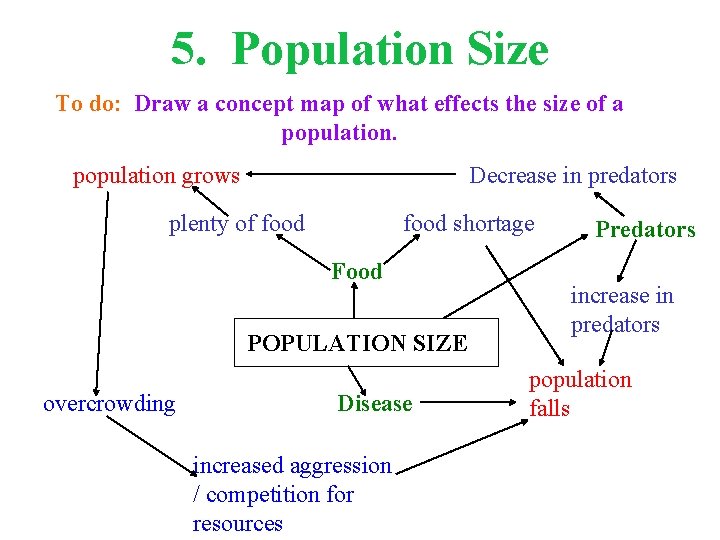 5. Population Size To do: Draw a concept map of what effects the size