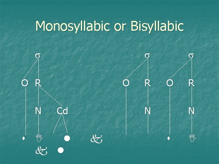 Monosyllabic or Bisyllabic O R N O Cd R O N R N 