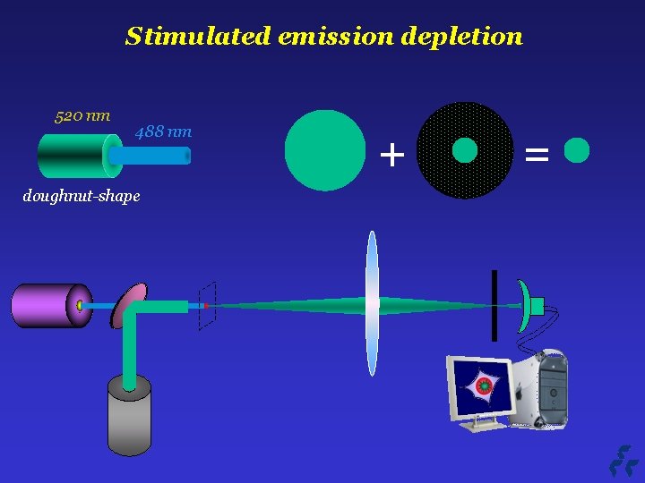 Stimulated emission depletion 520 nm 488 nm doughnut-shape + = 