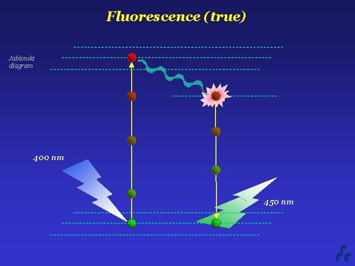 Fluorescence (true) Jablonski diagram 400 nm 450 nm 