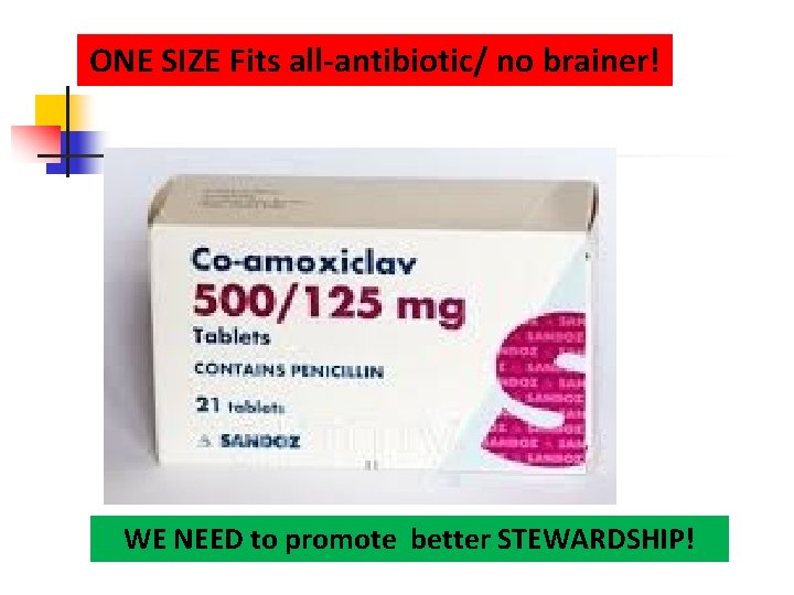 ONE SIZE Fits all-antibiotic/ no brainer! WE NEED to promote better STEWARDSHIP! 