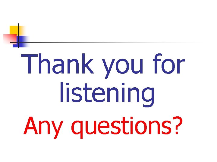 Thank you for listening Any questions? 