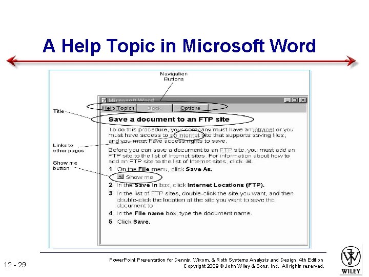 A Help Topic in Microsoft Word 12 - 29 Power. Point Presentation for Dennis,