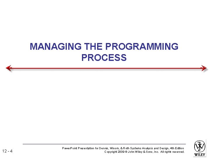 MANAGING THE PROGRAMMING PROCESS 12 - 4 Power. Point Presentation for Dennis, Wixom, &