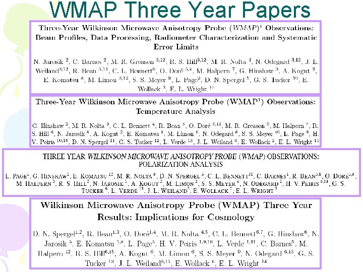WMAP Three Year Papers WMAP Three Year Papers