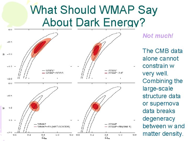 What Should WMAP Say About Dark Energy? Not much! The CMB data alone cannot What Should WMAP Say About Dark Energy? Not much! The CMB data alone cannot