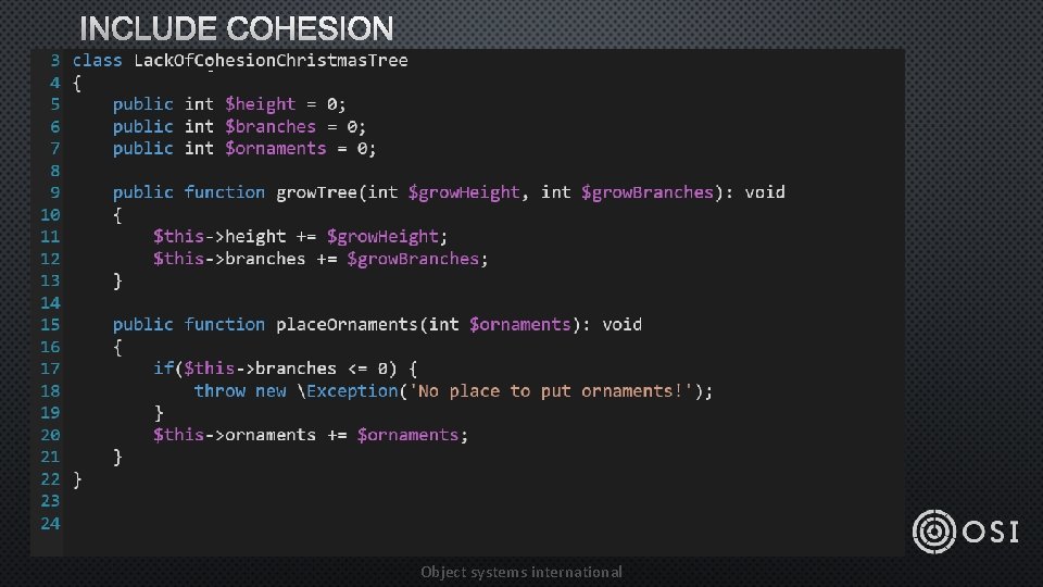 INCLUDE COHESION Object systems international 