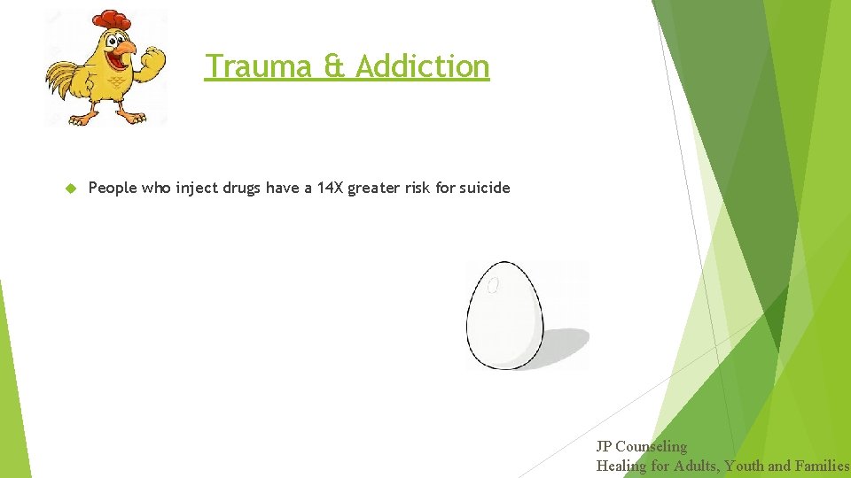 Trauma & Addiction People who inject drugs have a 14 X greater risk for