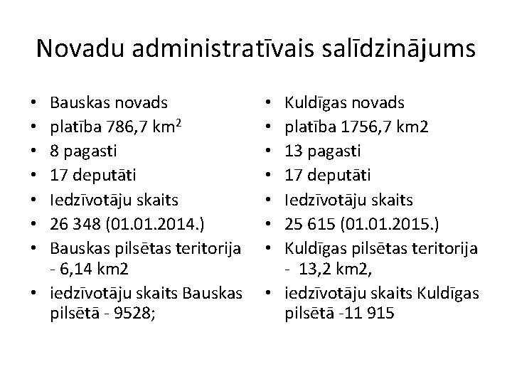 Novadu administratīvais salīdzinājums Bauskas novads platība 786, 7 km 2 8 pagasti 17 deputāti