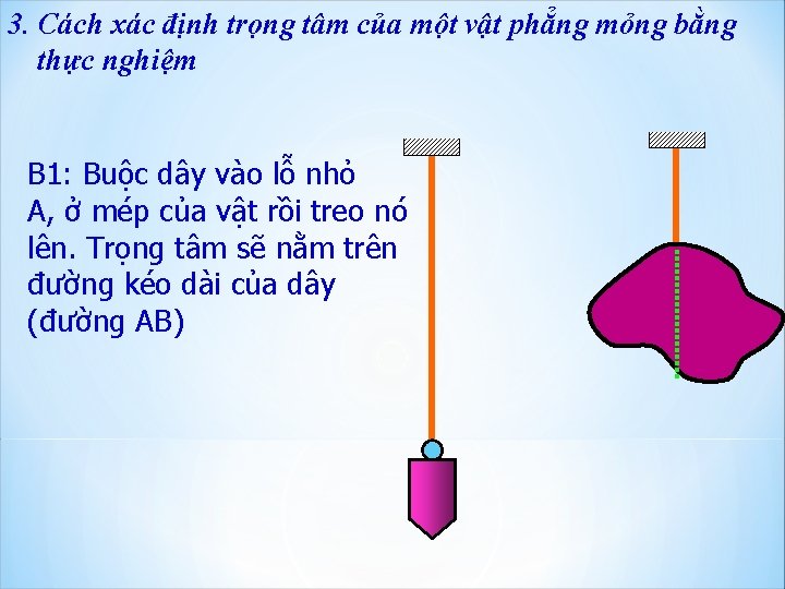 3. Cách xác định trọng tâm của một vật phẳng mỏng bằng thực nghiệm