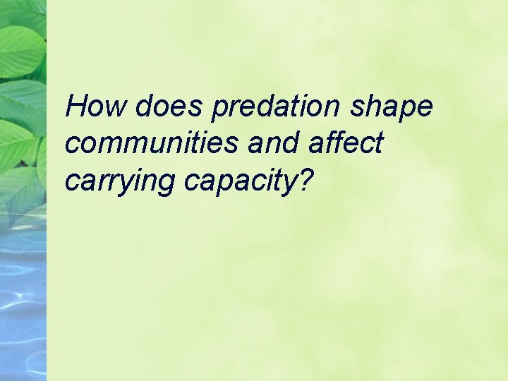 How does predation shape communities and affect carrying capacity? 