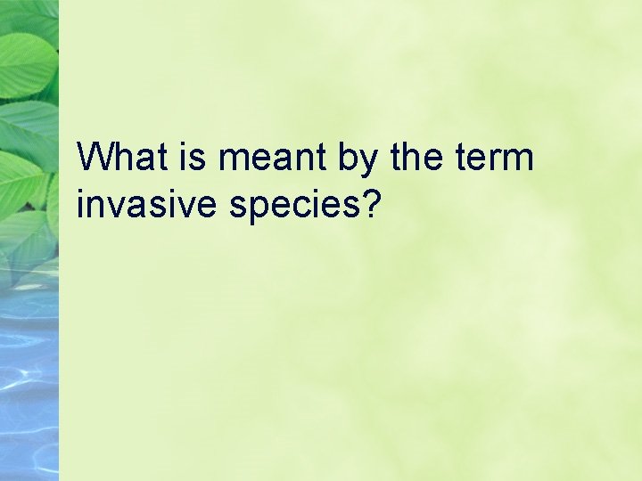 What is meant by the term invasive species? 