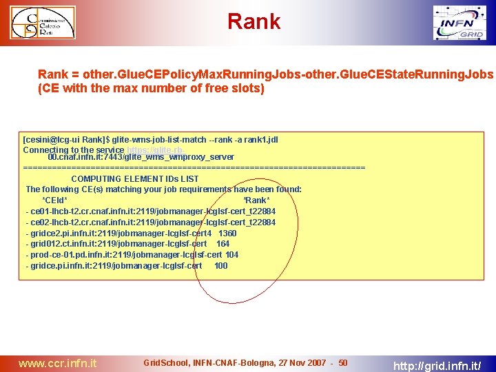 Rank = other. Glue. CEPolicy. Max. Running. Jobs-other. Glue. CEState. Running. Jobs; (CE with